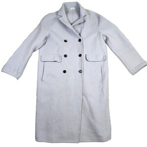 Maree Pour Toi Coat‎ Women's Blue Double Breasted Longline Wool Blend Size Large